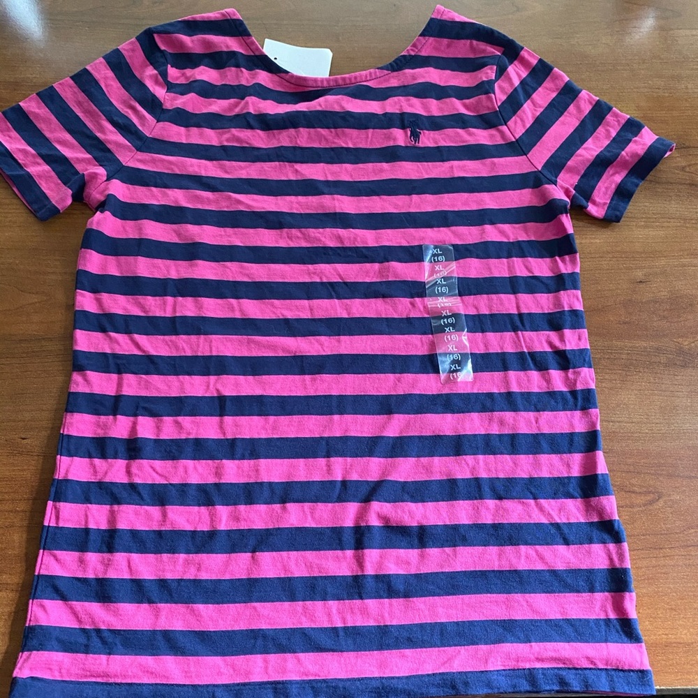 NWT Girls Navy & Pink Polo TShirt